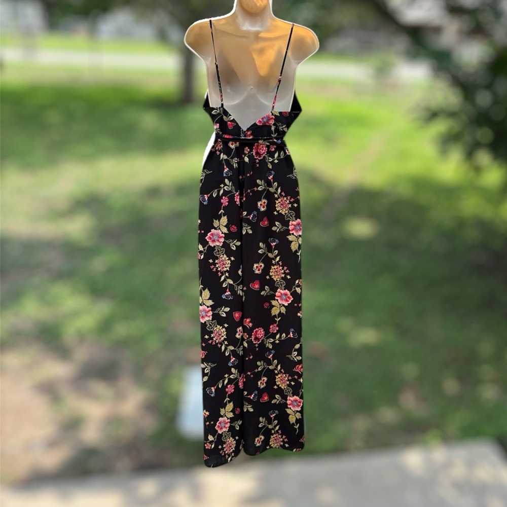Timing Women's Wide-Leg Jumpsuit/ Romper Pants Black With Floral Print Size S - Picture 3 of 8